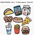 Food Stickers - 1 - 2 inch Approx - Pack of 9 - Aesthetic Art Stickers for mobile back, Laptop, dairy and for decorating your stuff and making them look more attractive. 