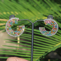 Rainbow Pearlescent Round Hoop Earrings- Earrings for Girls Stylish. 