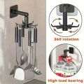 Easy-Install 360° Rotating Kitchen Hook - Self-Adhesive No-Drill Wall Mount for Utensils, Pots & Spoons - Expandable Storage Rack. 