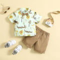 Baby Boy's Safari Theme Birthday Outfit Summer Toddler Boy Clothing 2PCS Set Kids Cartoon Boys Gentleman Clothes Suit Cotton Sunsuit 6-24 Months. 