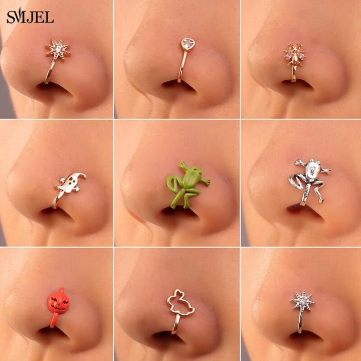 Funny Animal Nose Ring Hoop Septum Piercing Rings C Clip Ring Earrings for Women Kids Body Jewelry Non-Pierced Gifts