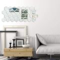 12PCS Removable Acrylic Mirror Setting Hexagon Wall Sticker Decal Honeycomb Mirror for Home Living Room Bedroom Decor. 