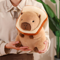 Cute Capybara Plush Pillow with Wearable Toast Headwear Kawaii Bread Capybara Stuffed Animals Toys Hugging Gifts 30cm. 