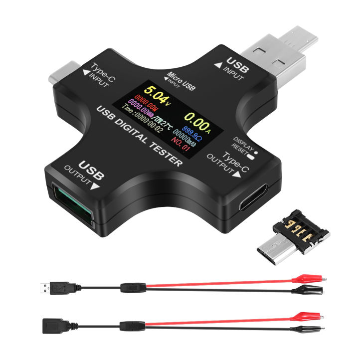 USB C Tester,2 in 1 Type C USB Tester Color Screen IPS Multimeter