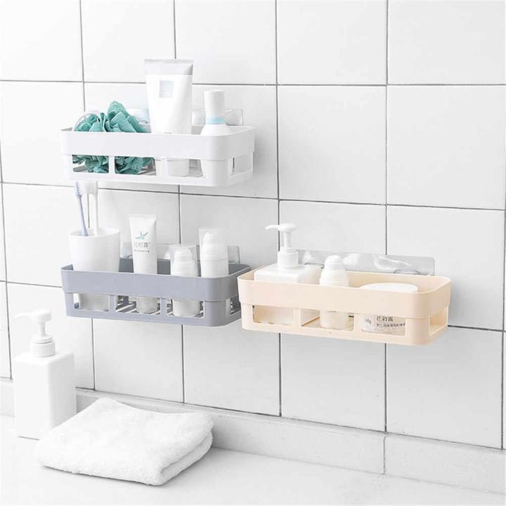 Plastic Bathroom Shelf Storage Box Organizer Basket with Wall Mounted Suction Cup