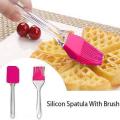best Silicone Brush and Spatula set -silicone spatula 2pcs set-Spatula & BBQ Oil Brush - Transparent Mini Sized -Spatula for Non Stick Cookware (Multi-Coloured). 