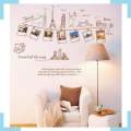 Travel Frame Wall Stickers Family Memories DIY Wall Decor Hanging PVC Wall Paper Eiffel Tower Removeable Wall Decal. 
