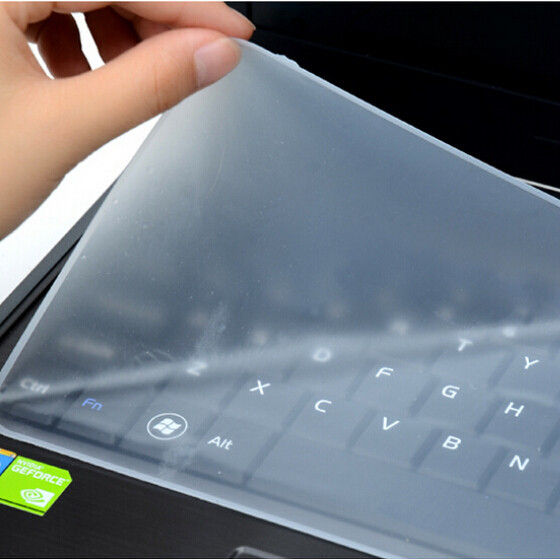 Laptop Keyboard Cover for 15.6" Laptops - Ultra Thin Silicone Waterproof Protector - Clear (Width 14.4" x Height 5.3")
