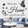 Inspirational Quotes Bless This Home and All Who Enter Family Wall Stickers for Living Room Bedroom Wall Decorations. 