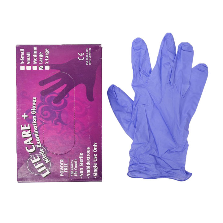 Ucheck Life Care Nitrile Examination Gloves – Blue, Powder Free (100 Gloves)