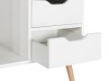 Wooden Bedside Tables Nightstand Cabinet with Stackable Coffee Table, Wood End Table, Storage Shelves, and Three Drawers - Ideal Side Table for Bedroom, Living Room - White Finish. 