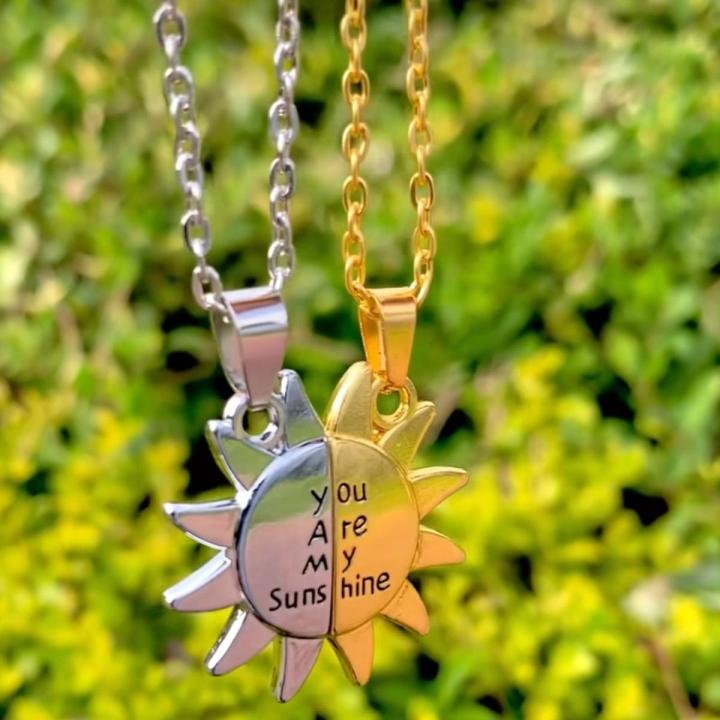 Couple Necklace Magnet You Are My Sun Shine Pure Made By Steel Color Warranty Never Fade For Boy/Girls Man / Women