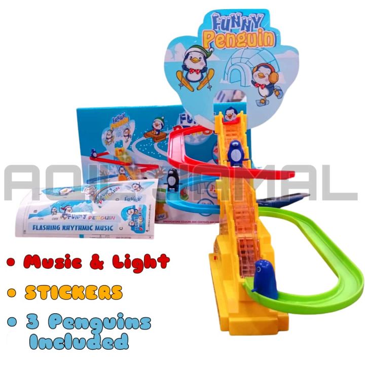 AQIL JAMAL HIGH QUALITY FUNNY PENGUIN RACE RACER ICE SLIDE TRACK KIDS TOY LIGHTS SOUNDS FOR ALL KIDS