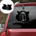 Halloween Evil Skull Sticker Broken Glass Window Effect Keep Silent Gesture Black Grim Reaper Sticker Car Window Decal. 