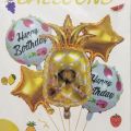 PINEAPPLE FOIL BALLOON SET WITH GOLDEN STARS FOIL BALLOON ( PACK OF 5 FOIL BALLOONS ). 