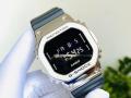 Casio G Shock Mens Black Rectangle Digital Silver Case Black Multi-Function Dial Black Resin Band Watch-GM-5600-1DR. 