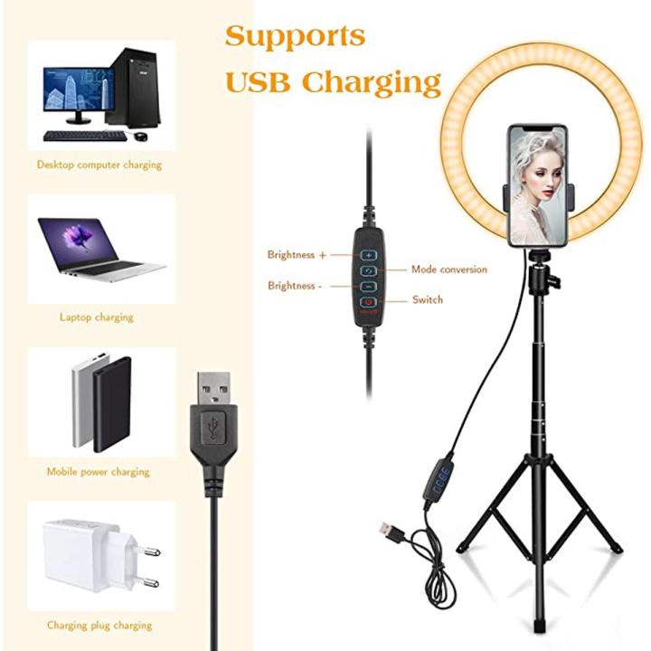 AIXPI LED Ring Light 10" with Tripod Stand & Phone Holder L218