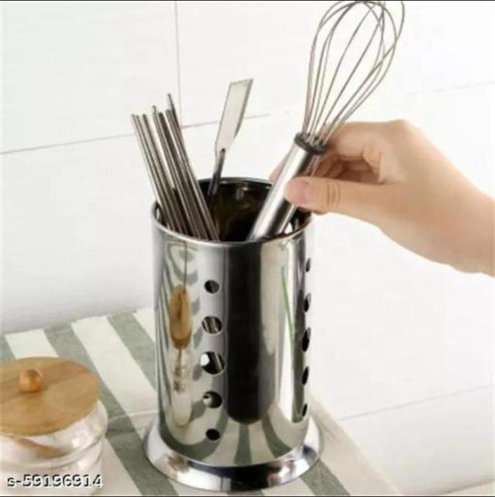 Spoon Stand - Silver Spoon Rack Stainless Steel Kitchen Utensils Holder Spoon Rack STEEL SPOON HOLDER WITH SILVER COLOR Stainless Steel Spoons / Cutlery Stand , Spoons / Cutlery Organizer