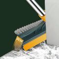 3 in 1 Floor Scrub Brush with Squeegee, Floor Brush Scrubber with Long Handle, Bathroom Kitchen Crevice Cleaning Brush with Squeegee, 120° Triangular Rotating Brush Head for Cleaning Wall Deck Tile. 