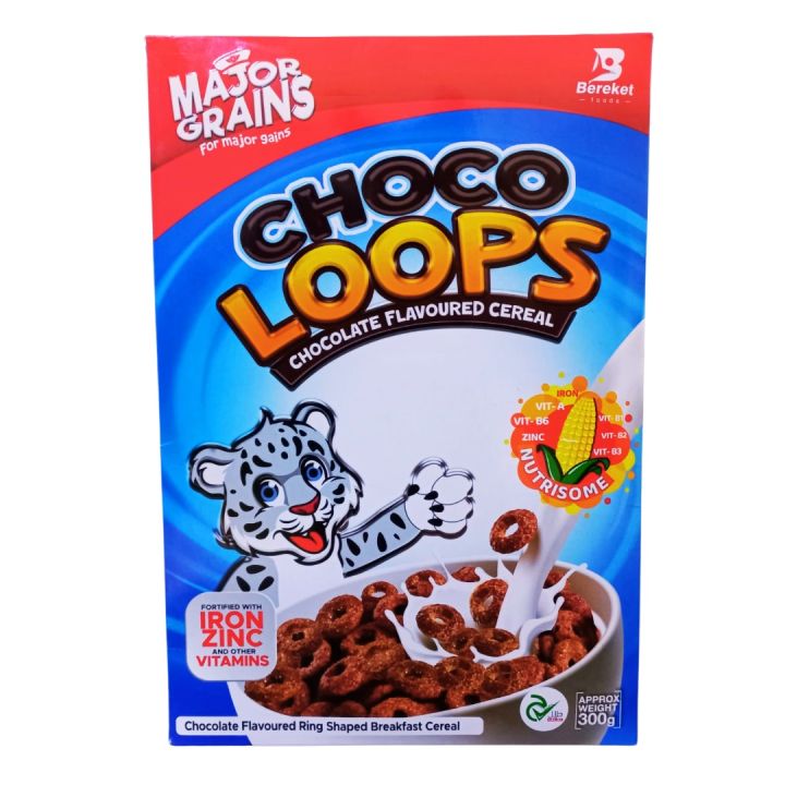 Major Grains Choco Loops Chocolate Flavored Cereals Box