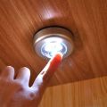 Cabinet Light Round Led Night Light Touch Under Cabinet light Battery Powered White Light Wardrobe kitchen Lighting Wall Lamp. 