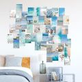 Beach Aesthatics Collage Print Kit 50pcs  Blue Wall Collage Kit Aesthetic Pictures for Bedroom Teen Girls Boys Teal Collage Kit Vacation Beach Posters for Holiday Dorm Room Decor | 4" x 6" (Set of 50). 