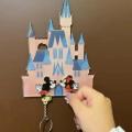 Disney Mickey Mouse Couple Keychain Cartoon Acrylic Montage Refrigerator Magnet Pendant Anti-Lost Hanger Door Decoration Gifts. 