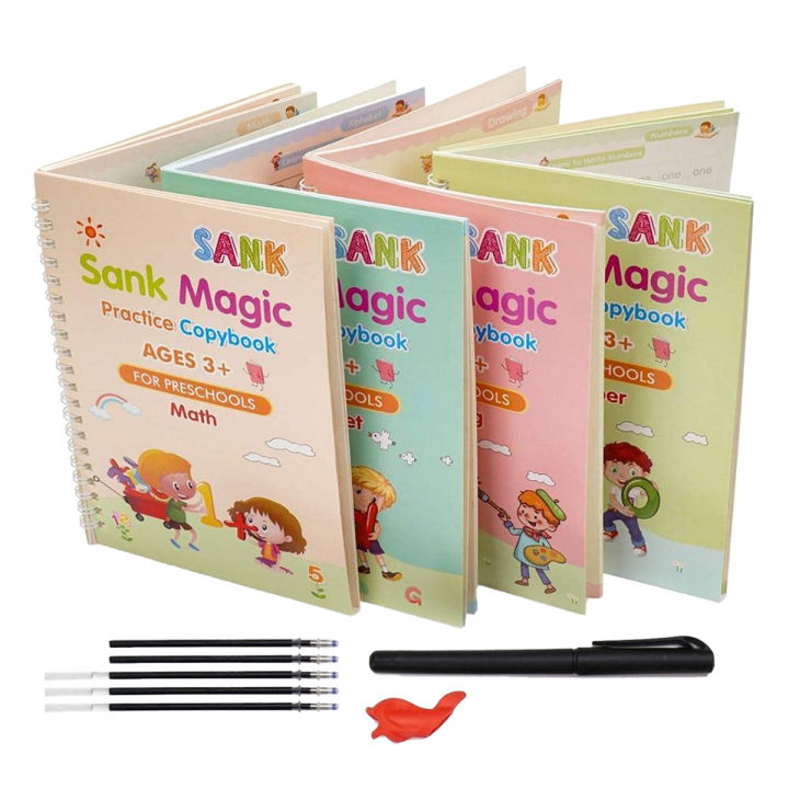 Sank Magic Practice Copybooks with Magic Pen Reusable Handwriting Workbook for Kids English