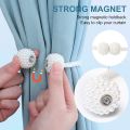 2 PCS Pearl Magnetic Ball Curtain Buckle Magnetic Curtain Tiebacks Convenient Drape Tie European Style Decorative Weave Rope Curtain Rings & Buckles Holder for Window Sheer Blackout Draperies, Parday. 