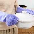 Magic Reusable Silicone Gloves with Wash Scrubber, Heat Resistant, for Cleaning, Household, Dish Washing, Washing the Car. 