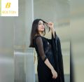 Stylish Black Chiffon saree for women and girls. 