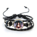 【EmotionaE】The Vampire Diaries Leather Bracelet TV Series Elena Stefan Characters Glass Dome Bracelets Handmade Jewelry Gifts for Men Women. 