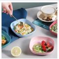 10 pieces Plastic Plates with Stand - Multi-function Dish - Square Wheat Straw Plates - Deep Dinner Dishes - Camping Dinnerware for Serving pasta fruit. 
