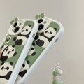 Sroof Case For 11 12 13 14 15 Pro Max Fun and cute green little panda cartoon bow Shockproof Silicone Soft Phone Case Back Cover. 