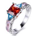 Wedding Engagement Collection Multi Red Blue White Shiny Zircon Diamond Rings for Girls & Women - RW0896. 