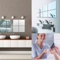 6 Pcs Mirror Wall Stickers Plastic Square Self Adhesive Mirror Tiles. 