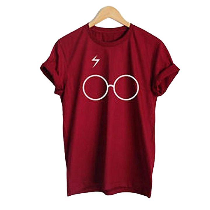 Ace Maroon Cotton Harry Potter Printed Half Sleeves Tshirt For Women