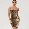 Fashion Women Dress Leopard/Tiger Print elastic Waist Mini dress. 