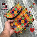 Multicolour Purse Hand Bag crafted with Embroidery & Sequins by ZENZ Sindhi Traditional Wear Embroidered Pouch. 