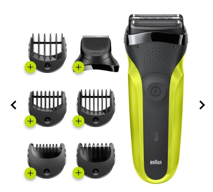 Braun Series 3 Shave&Style 300BT shaver with precision beard trimmer and 5 combs, volt green. No rating value average rating value is 0.0 of 5. Read 0 Reviews Same page link.