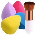 Deals of 2 Makeup Foundation Brush Kabuki With Beauty Blender Makeup Sponge Puff. 
