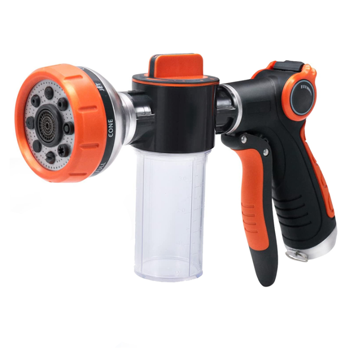 Garden Hose Nozzle,8 Patterns Hose Sprayer High Pressure, Dog Wash, with Soap Dispenser