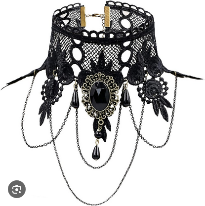 Black Lace Gothic Retro Statement Pendant Necklaces for Women Choker Necklaces Jewelry