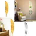 Mirror Wall Decor Sticker Leaf Shape Art Wall - Rounded Corner Acrylic Removable Mirror Set for Home Living Room Bedroom Decor (29 x 7 Inch, 6 Pack). 