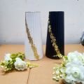 Large Striped Vase for Home Decor, Big Ceramic Flower Vase for Living Room. 