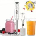 5 in 1 Hand Blender Machine - High Quality 4 Stainless Steel Blades - Powerful Motor 2 Speed Blender Machine - Egg Beater and Milk Frother - Immersion Blender With 600ml Beaker- Juicer Machine - Meat Chopper Machine - Food Processor Mixer Grinder Chopper. 