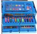 Multi Colour 54 Pieces Kids Art Artist Set in a Box with Drawers Pens Pencils Crayons Paints. 