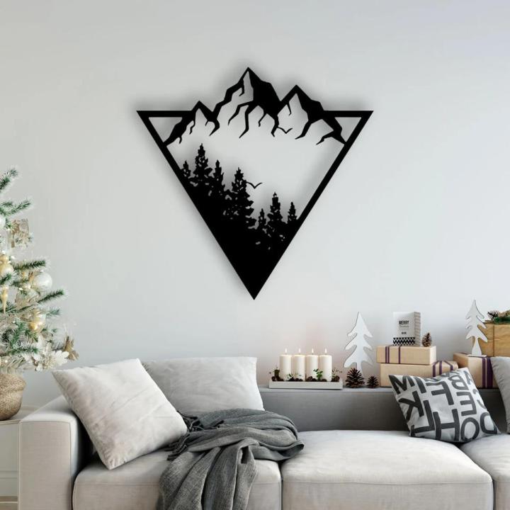 Mountain Forest Wooden Sign Hanging Mountain Tree Wall Art Wooden Cutout Mountain Decor Wall Sign Hanging Mountain Forest Wood Farmhouse Out Wall Decor for Home Living Room