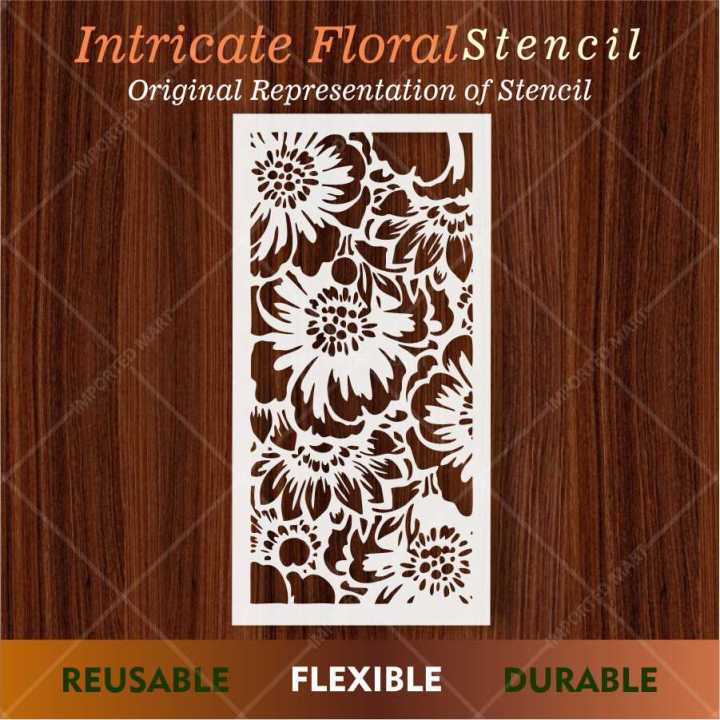 Floral Garden Pattern Stencil for Wall, Fabric & Wood Art – Dense Bloom Design – ID# 667