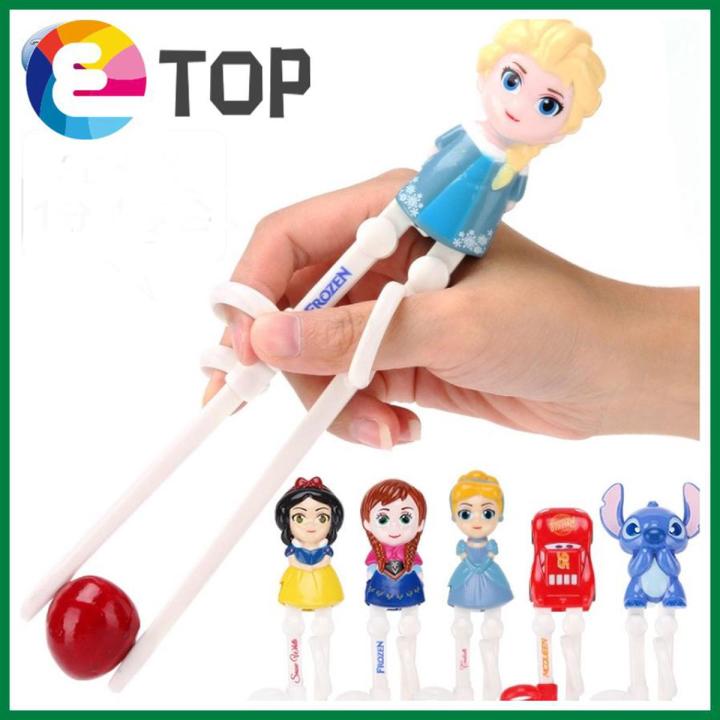 【ETOP】 Hot Lightning McQueen 3D Kids Learning Chopsticks Kid Training Chopstick Elsa Anna Serious